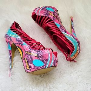 Multicolor Platform Heels